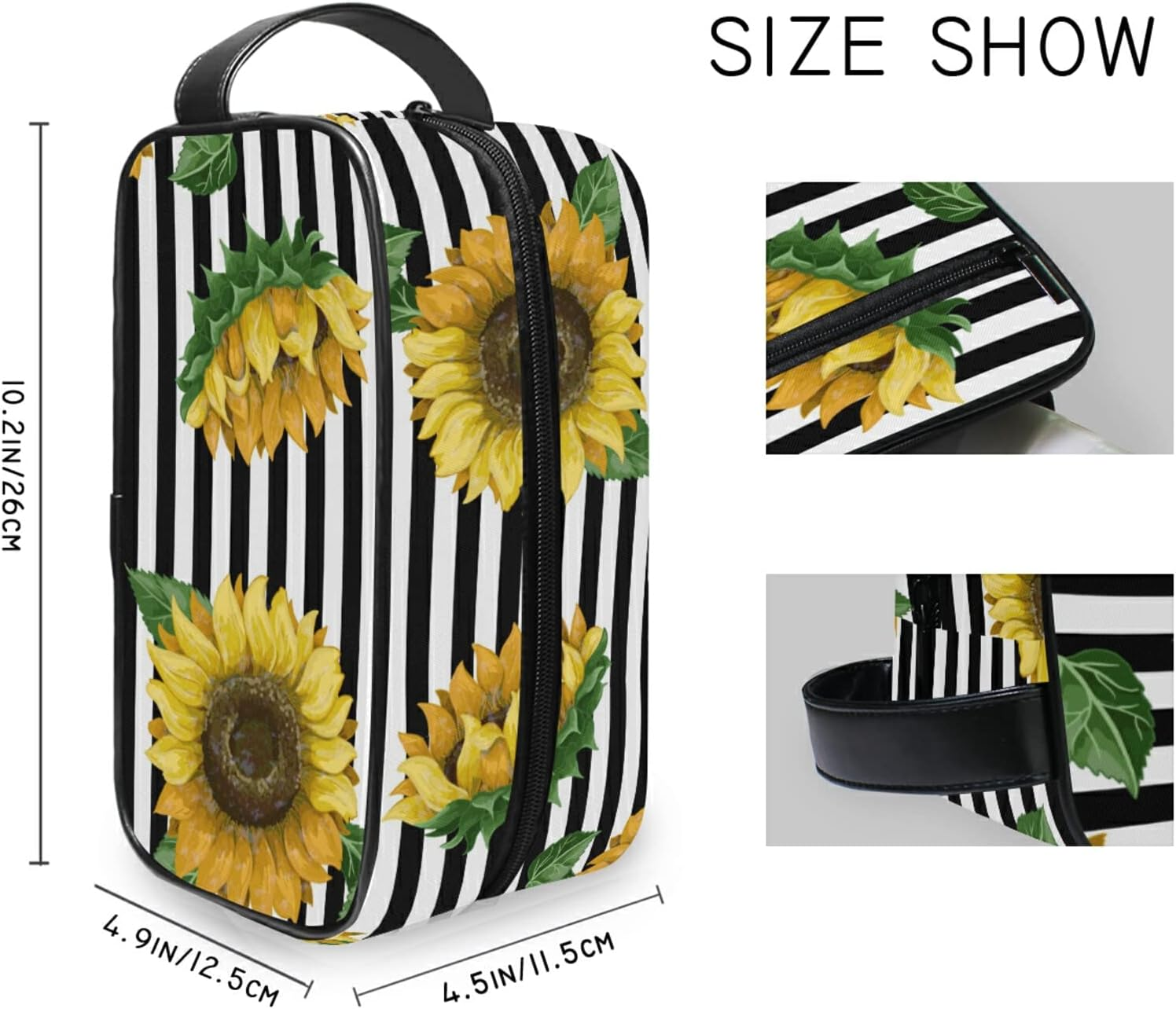 Toiletry Bag Unisex Cosmetic Bag Sunflowers Travel Organizer Hanging Dopp Kit for Toiletries Accessories, Sunflowers, One Size - Cute Style image number 6