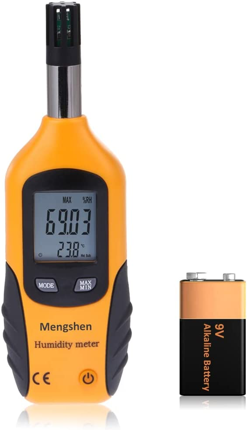 Mengshen Professional Digital Temperature Humidity Meter, Handheld Thermometer Hygrometer with Wet Bulb Dew Point Temperature HVAC Tool for Ambient Air Indoor Outdoor image number 3