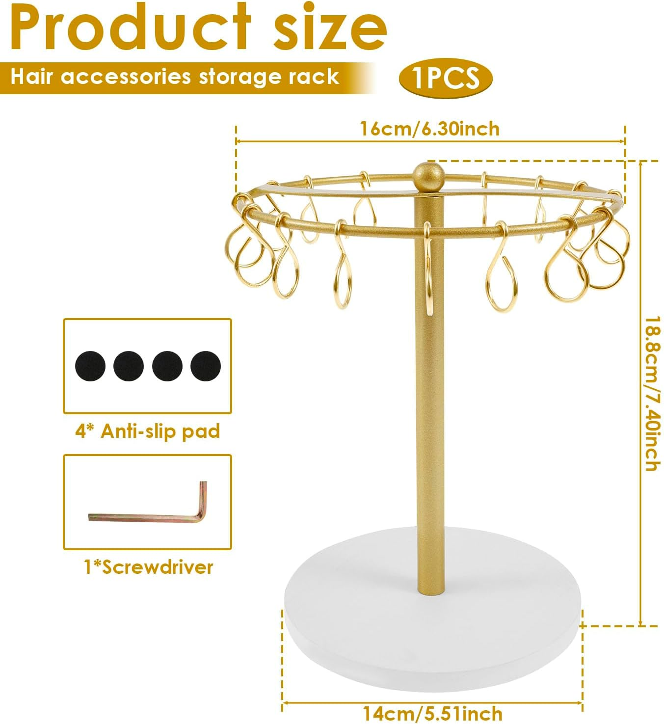 UKQRRTC Claw Clip Organizer, Metal Hair Clip Holder Stand, Space Saving Hair Accessories Display Stand for Women Girls