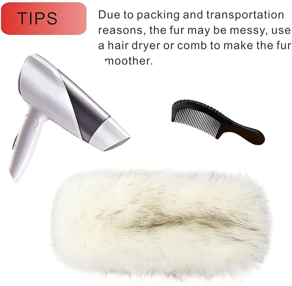 Faux Fur Headband for Women &ndash; Elastic Fuzzy Winter Earwarmer Headband for Cold Weather & Ski Earmuff（21-23.5 Inch） image number 2