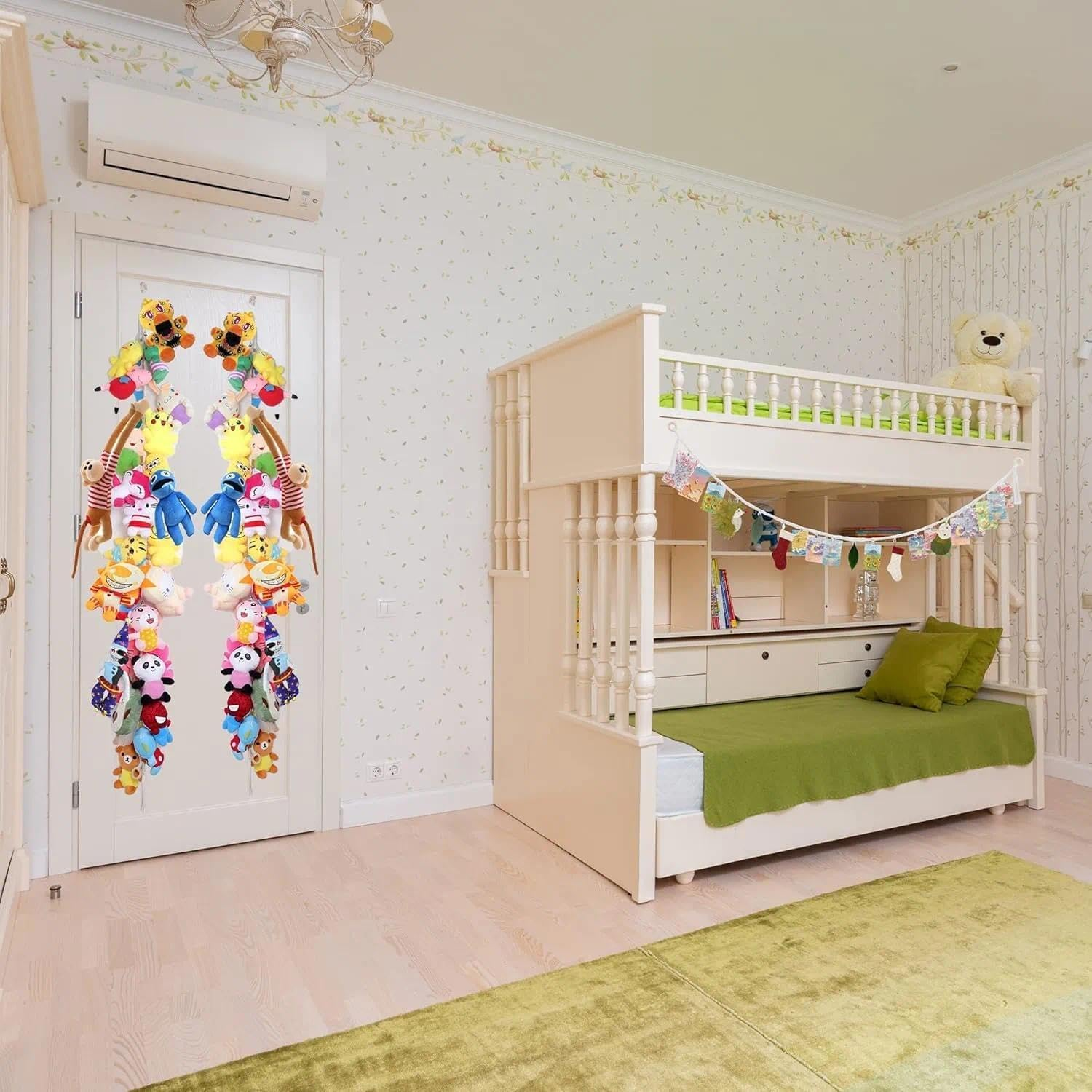 80" Cotton Hanging Storage Chain for Stuffed Animals Storage with 20 Metal Clips Stuffed Animal Display Holder Chain for Wall or Corner Nursery Play Room image number 4