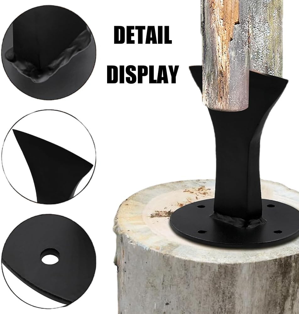 Manual Log Splitter Wedge - Firewood Kindling Splitter for Wood Stove & Campsite - Durable Steel with 4 Holes for Easy Installation (Black) image number 1
