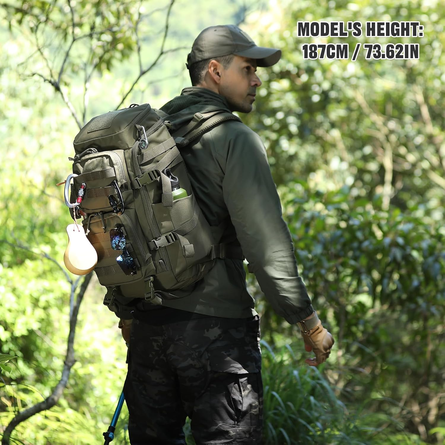 ROOT THREE 45L Tactical Backpack, Military Molle Backpack with 17" Laptop Compartment Survival Rucksack for Outdoors