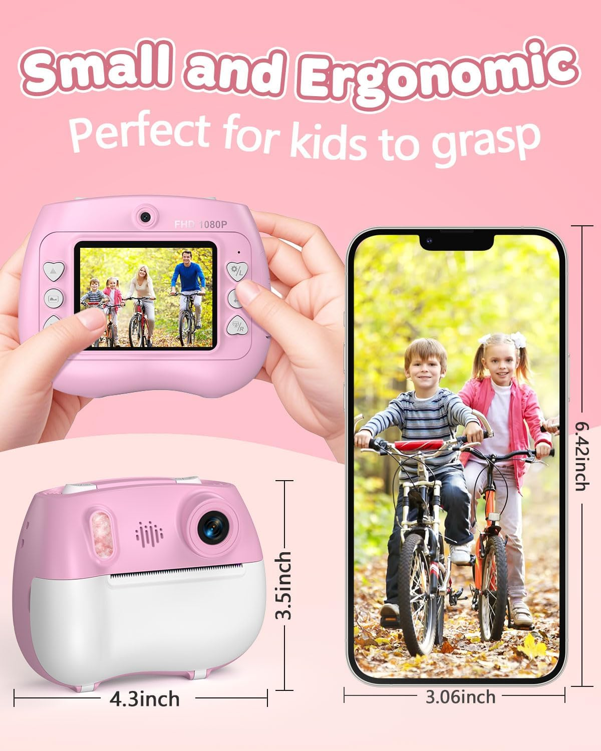 Kids Camera Instant Print - Front Rear Dual Selfie Kid Camera, Fun Girls Boys Ages 3-12, 1080P HD Digital Video Cameras, Christmas, Birthday Present for Toddler 3 4 5 6 7 8 9 10 Year Old image number 6