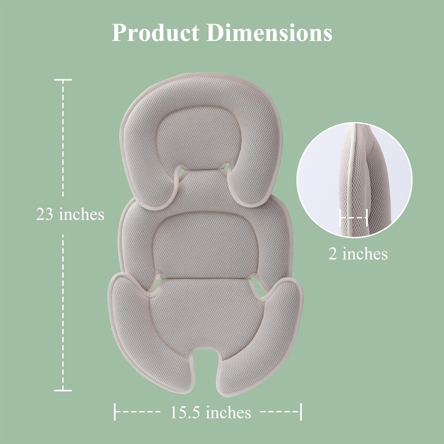 Infant Car Seat Insert, Car Seat Head and Body Supports for Babies, Soft Car Seat Insert Cushion Pad Suit for Infant Car Seats and Baby Strollers(Beige) - Beige image number 5