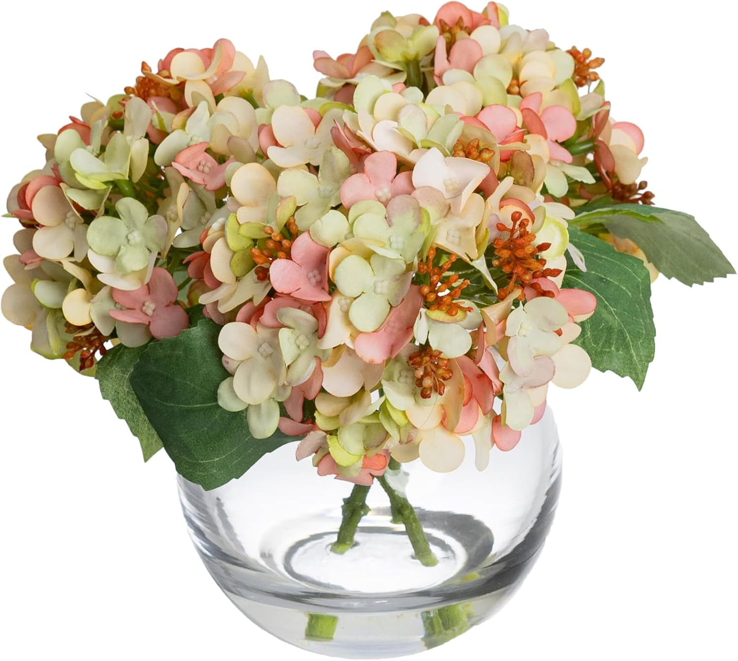 Glamorous Fusion - 19Cm Hydrangea Arrangement in Glass Fishbowl Vase (Pink)
