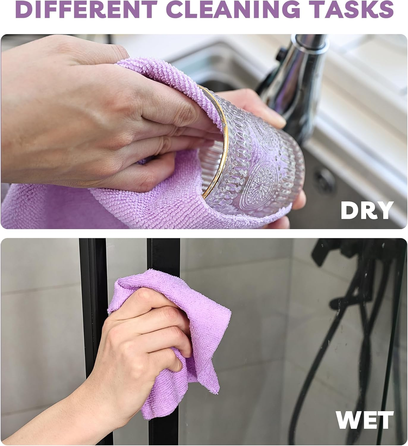 Socrates Microfiber Cleaning Cloth Roll &ndash; 50 Tear-Away Microfibre Cloth Sheets, Ultra-Absorbent, Reusable, Washable, Quick-Dry Microfibre Towels for Kitchen or Car in (Purple) image number 5