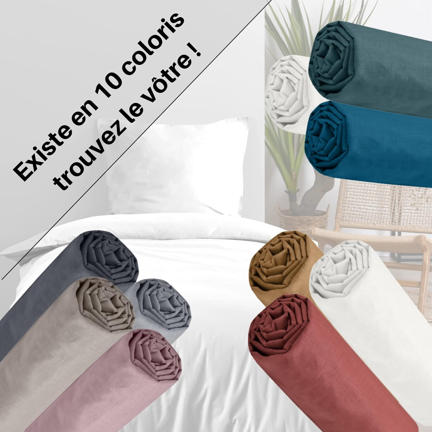 Lovely Casa - Fitted Sheet - Size 140 X 190 Cm - Large 30 Cm - 100% Oeko-Tex Certified Cotton - Mouse Colour - Model Eden - Bed Linen for Home - Soft and Comfortable for a Cosy Nest image number 3