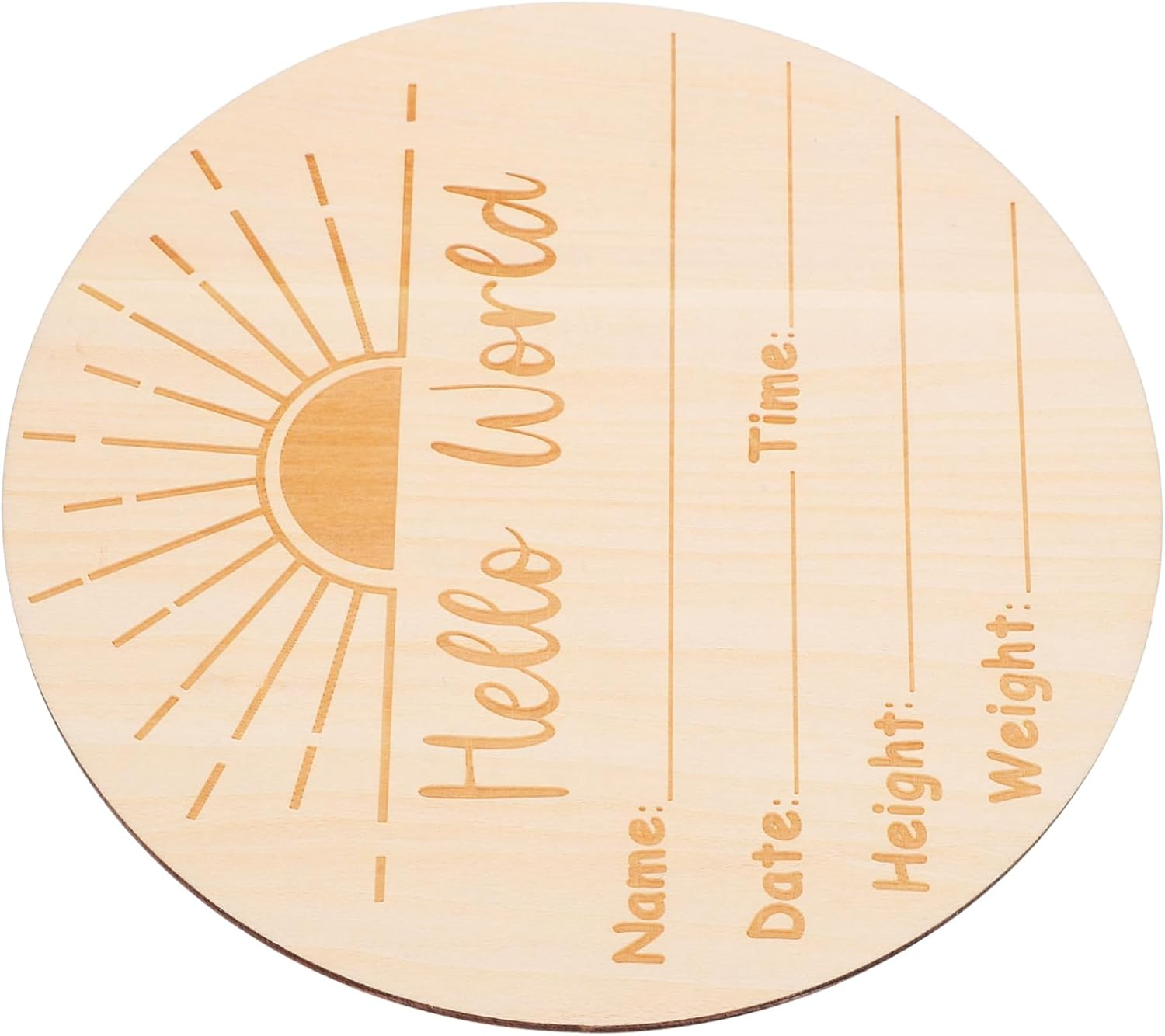 Birth Announcement Sign round Shaped Newborn Name Plaque for Hospital Photos Unique Milestone Keepsake Decor Safe Natural Wood image number 2