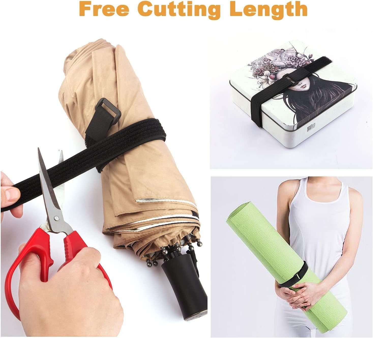 5M Hook and Loop Straps With25 Buckles, Adjustable Cable Straps, Free Cut Length, Reusable Nylon Securing Cord Ties for Organizer or Storage, 2CM Wide, Black image number 1