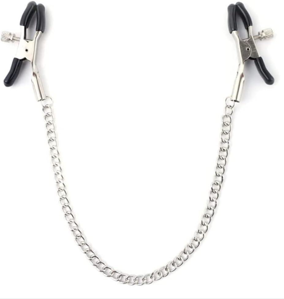 Nipple Clips Clamps Adjustable Pressure Breast Clamps Stainless Steel Non Piercing Nipple Rings Decorative Clip for Pleasure Toys Nipple for Women Men (Black)