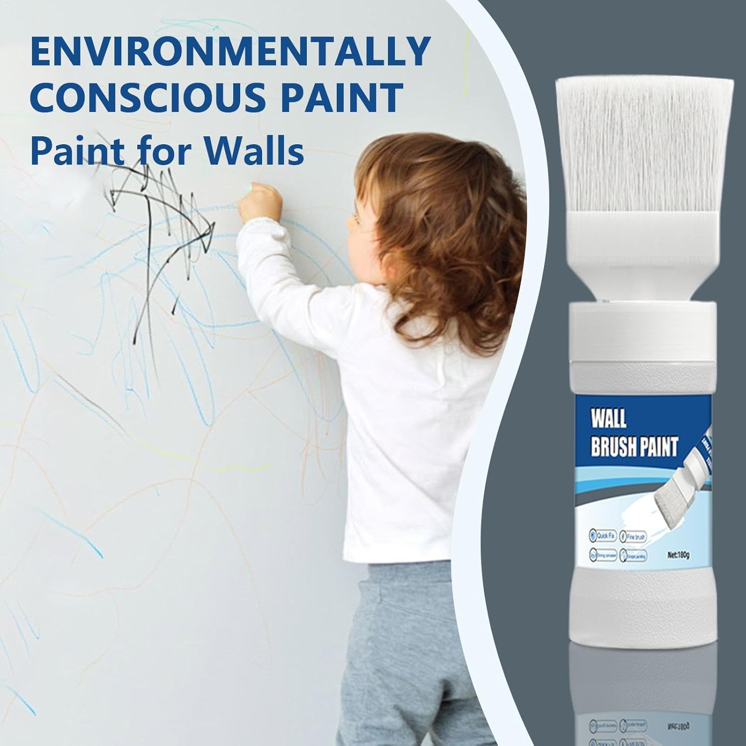 Paint for Walls, Drywall Repair Paint, Interior Wall Paint, Quick Fix Paint, White Touch-Up Paint, Built-In Brush Paint, Furniture Paint White, Safe Home Paint, Wall Renovation Paint, Multipurpose Pai image number 3