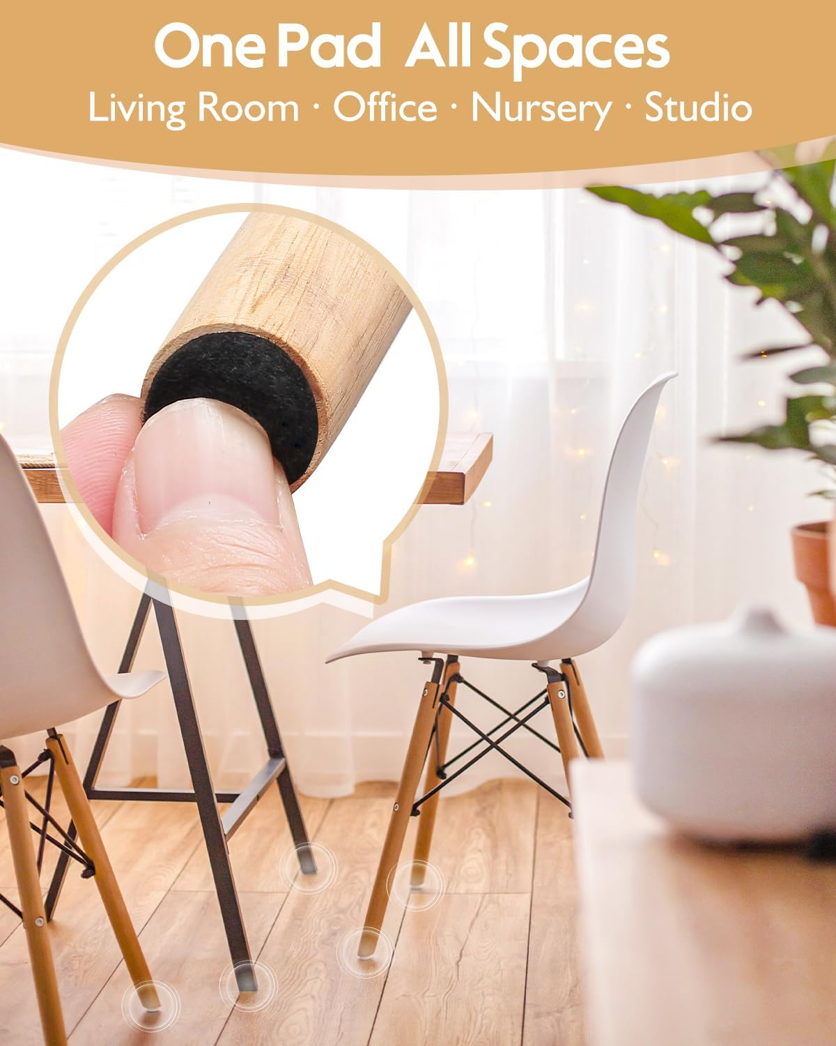 VABNEER 108Pcs Felt Pads, 15Mm Black Self-Adhesive Furniture Pads for Hardwood Floors, Premium Furniture Felt Pads 5Mm Thick, Felt Glides for Furniture Feet (Round, 15Mm)