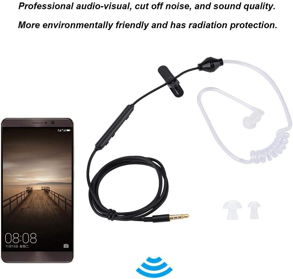 VBESTLIFE Anti-Radiation In-Ear Headsets Air Tube Security Earphones with 3.5 Mm Microphone Plug for Mobile Phones (Black) image number 5
