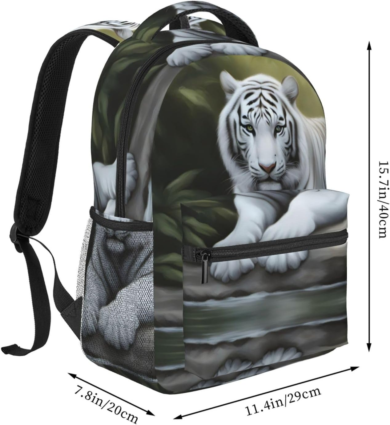 SSIULUS White Tiger Print Versatile Daypack Laptop Backpack &Acirc;&euro;&ldquo; Stylish Casual Travel Bag for All Your Needs, Black, One Size, Daypack Backpacks image number 1