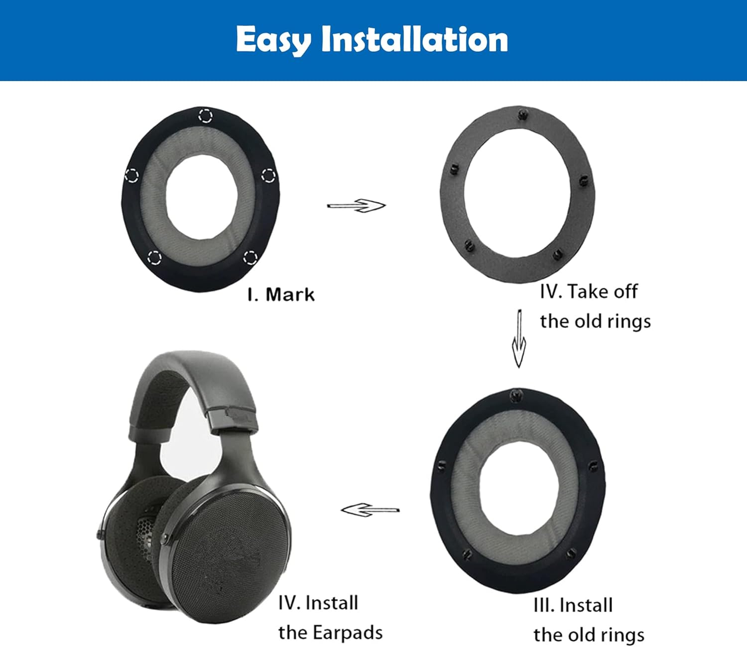 Dowitech Breathable & Durable Replacement Ear Pads Compatible with House of Marley Positive Vibration XL ANC Wireless Headphones Ear Pads with Mesh Fabric and Memory Foam image number 3