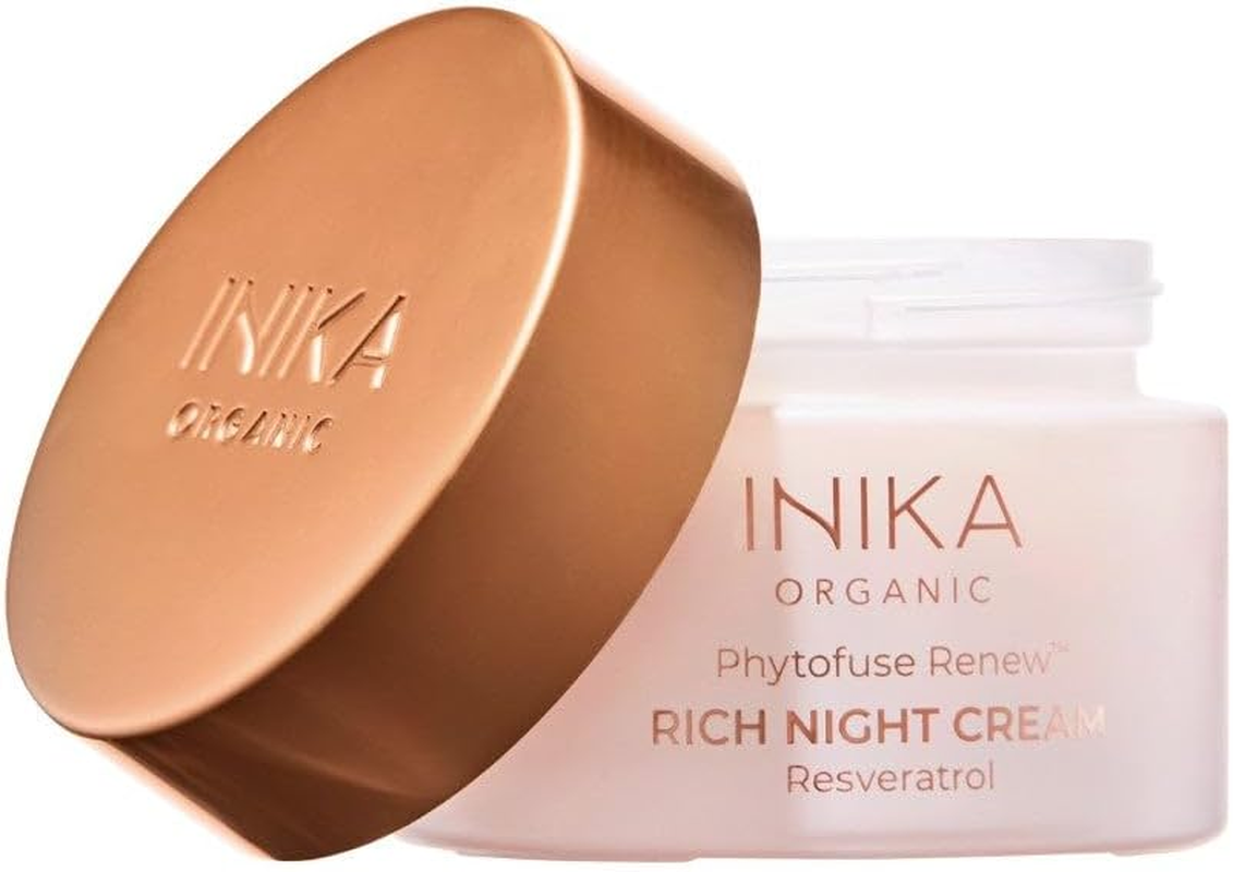 INIKA Organic Phytofuse Renew Rich Night Cream | Extra Nourishing, Clinically Proven Anti-Ageing, Skin Rehab. Renews, Regenerates & Heals. Decreases Wrinkles, Increases Hydration. Organic, Natural. 50Ml