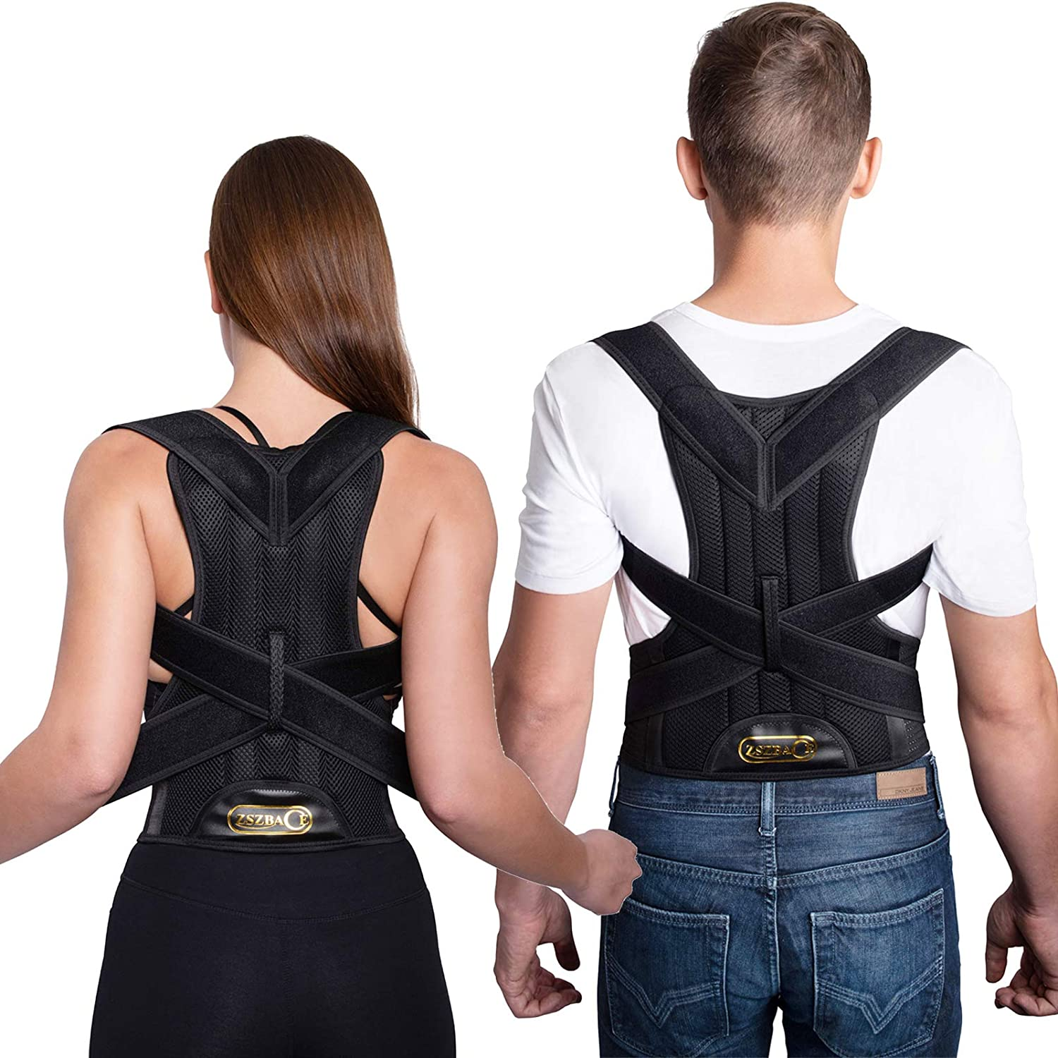 Back Support Brace Posture Corrector Traction Device - Relieves Neck, Back and Spine Pain - Improve Bad Posture, Thoracic Kyphosis, Shoulder Alignment for Men and Women