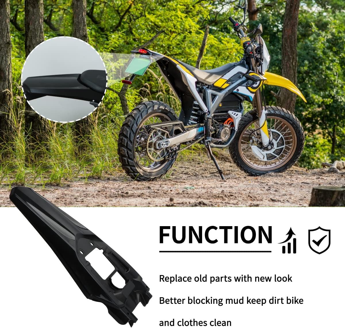 Rear Fender Seat Mudguard, Motorcycle Tail Fender Protector for Sur-Ron Ultra Bee, Rear Mudguards Mud Guard for Electric Dirt Bike Sur Ron Ultra Bee image number 3