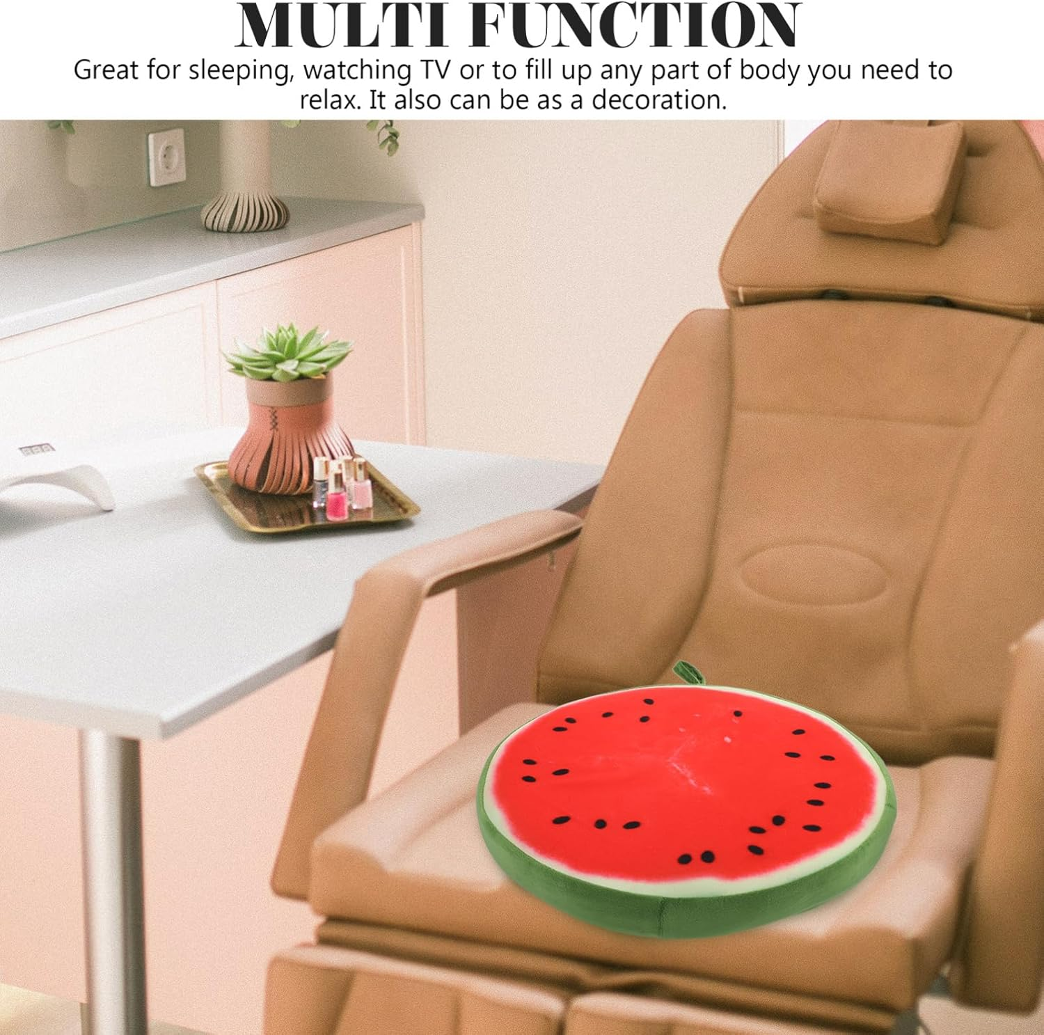 PACKOVE Watermelon Cushion Fruit Seat Cushion 3D Print Decorative Cushions Cute Couch Pillows for Home Office (Watermelon 33CM) - Multi 1 image number 2