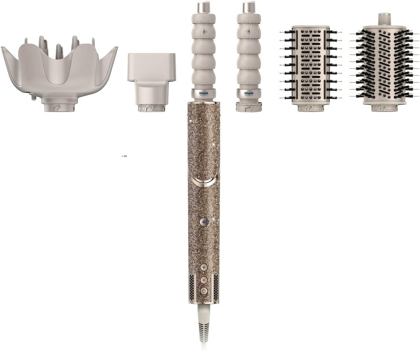 Shark Flexstyle Sparkle Limited Edition Gold Diamond 5-In-1 Hair Styler and Dryer with Curling Attachment, Paddle Brush, Oval Brush, Concentrator, Diffuser, Storage Box, No Heat Damage HD446JSEU image number 4