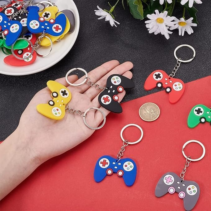 XUANZHI 18Pcs Game Keychain Keyring, Silicone Keyring Key Chain,Key Accessories for Kid Boy Girl Party Favors Gift image number 4