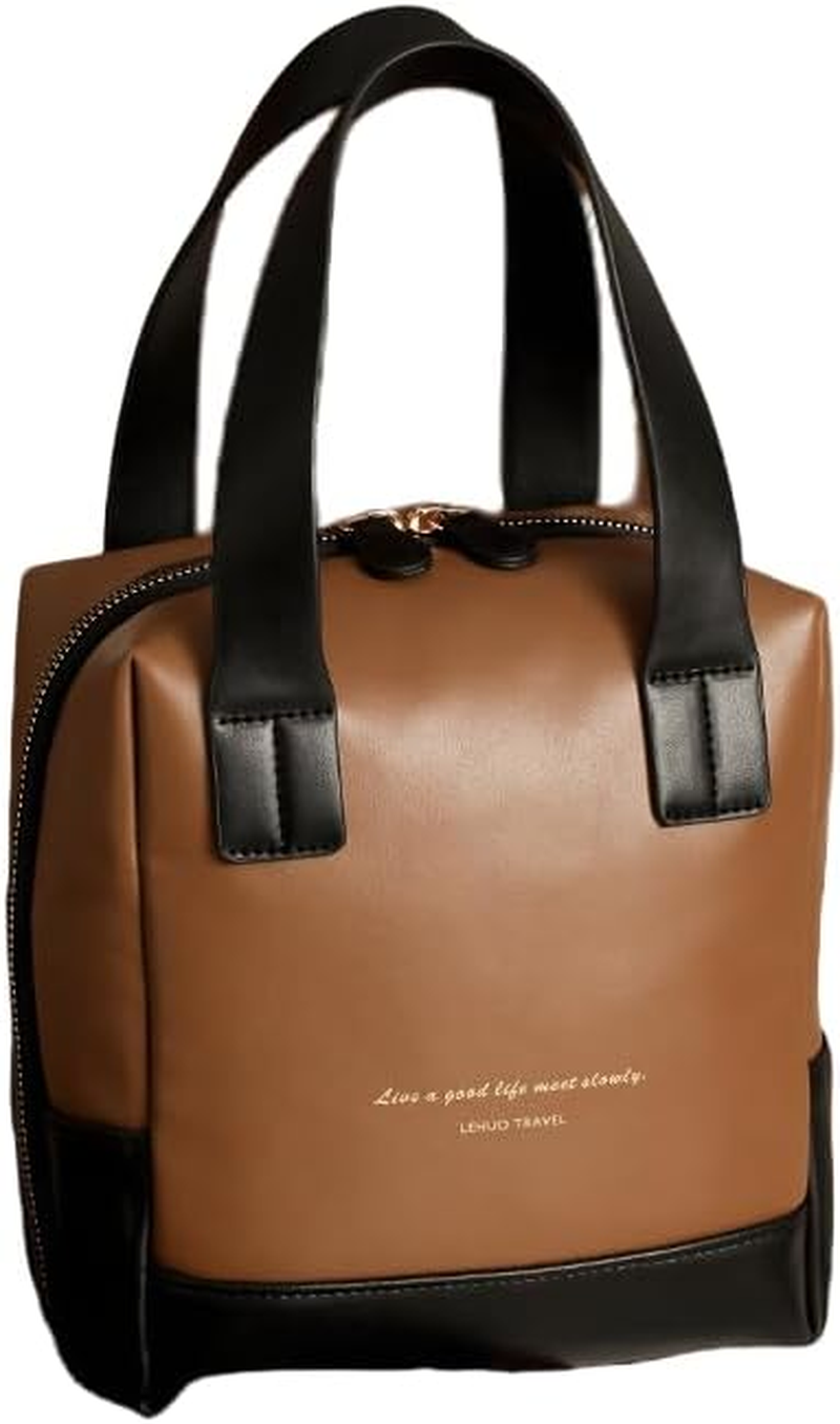 Sugar Cube Shaped Makeup Bag for Women Girls Travel - Waterproof PU Leather Cosmetic Organizer with Zipper/Wide Open Design/Toiletry Bag/Makeup Brushes&Nail Polish Storage（Embossed Texture）