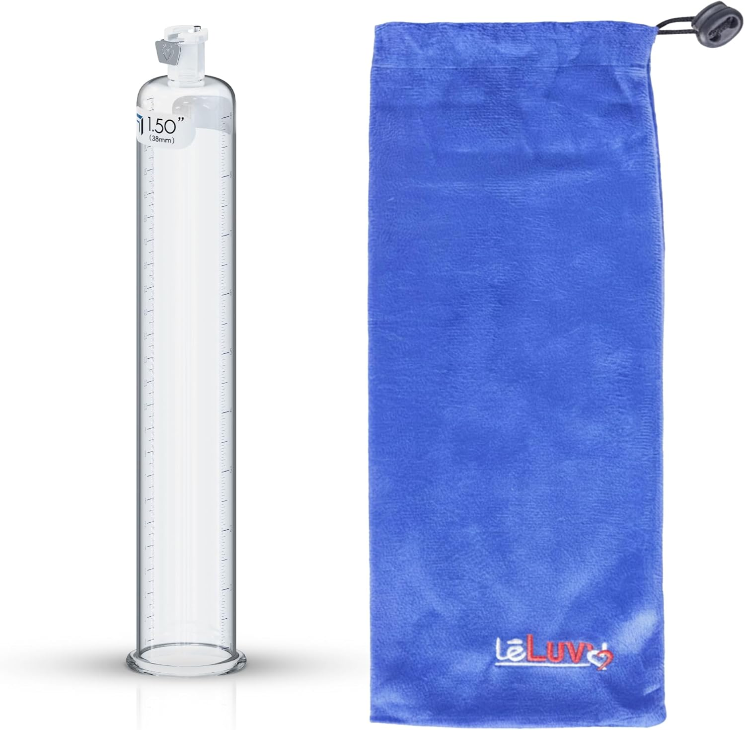 Leluv Vacuum Cylinder for Enhancement Pumps Seamless Untapered Medical-Grade Clear Acrylic with Measurement Marks and Locking Fitting 2.00 Inch X 9 Inch