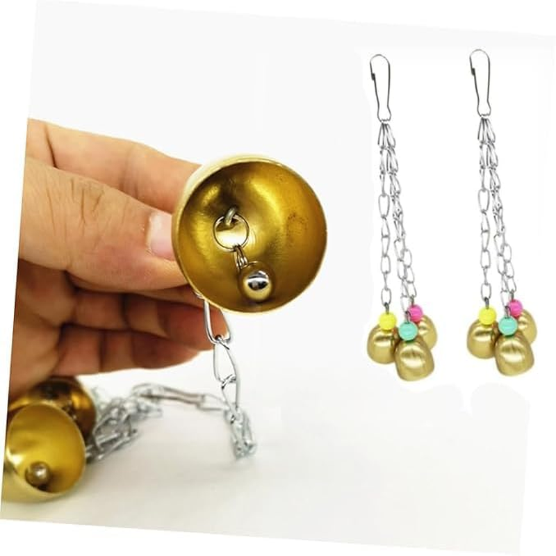 3PCS Stainless Steel Pet Parrot Bell Toy for Bird Parrot Parakeets Hanging Small Bird Toys Hanging Bell Ornaments image number 1