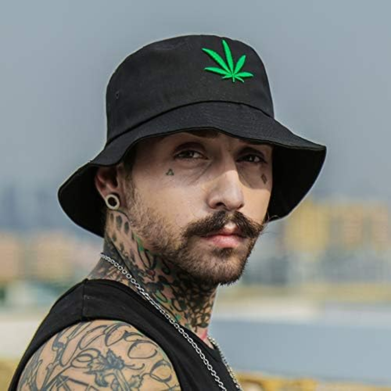 INOGIH Reversible Bucket-Hat Marijuana-Cannabis Weed Foldble Fisherman Hat Packable image number 4