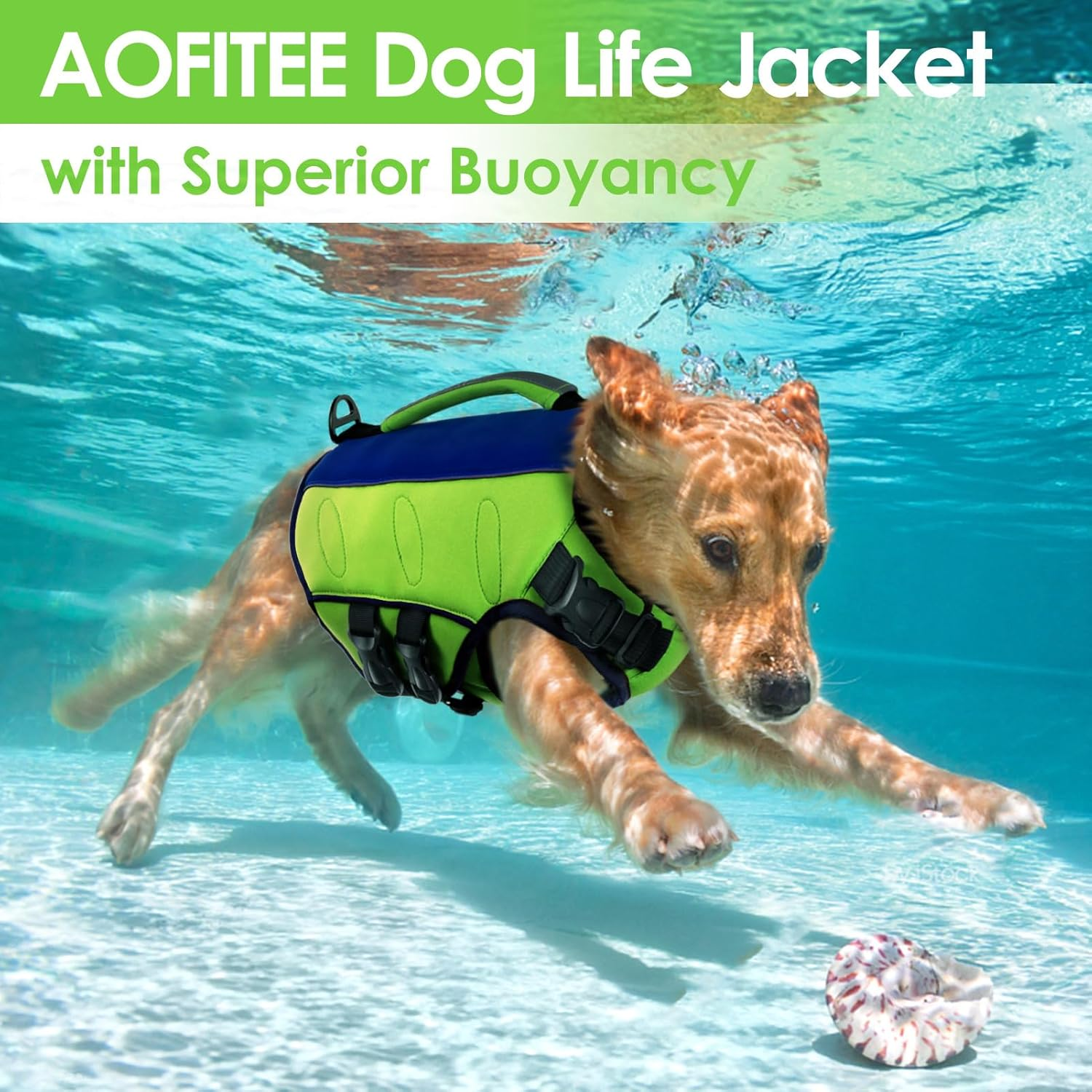 AOFITEE Ripstop Dog Life Jacket for Small, Medium, Large Dogs, Reflective Life Jacket Dog for Swimming, Boating, Adjustable Dog Life Jacket with Rescue Handle and Superior Buoyancy image number 2