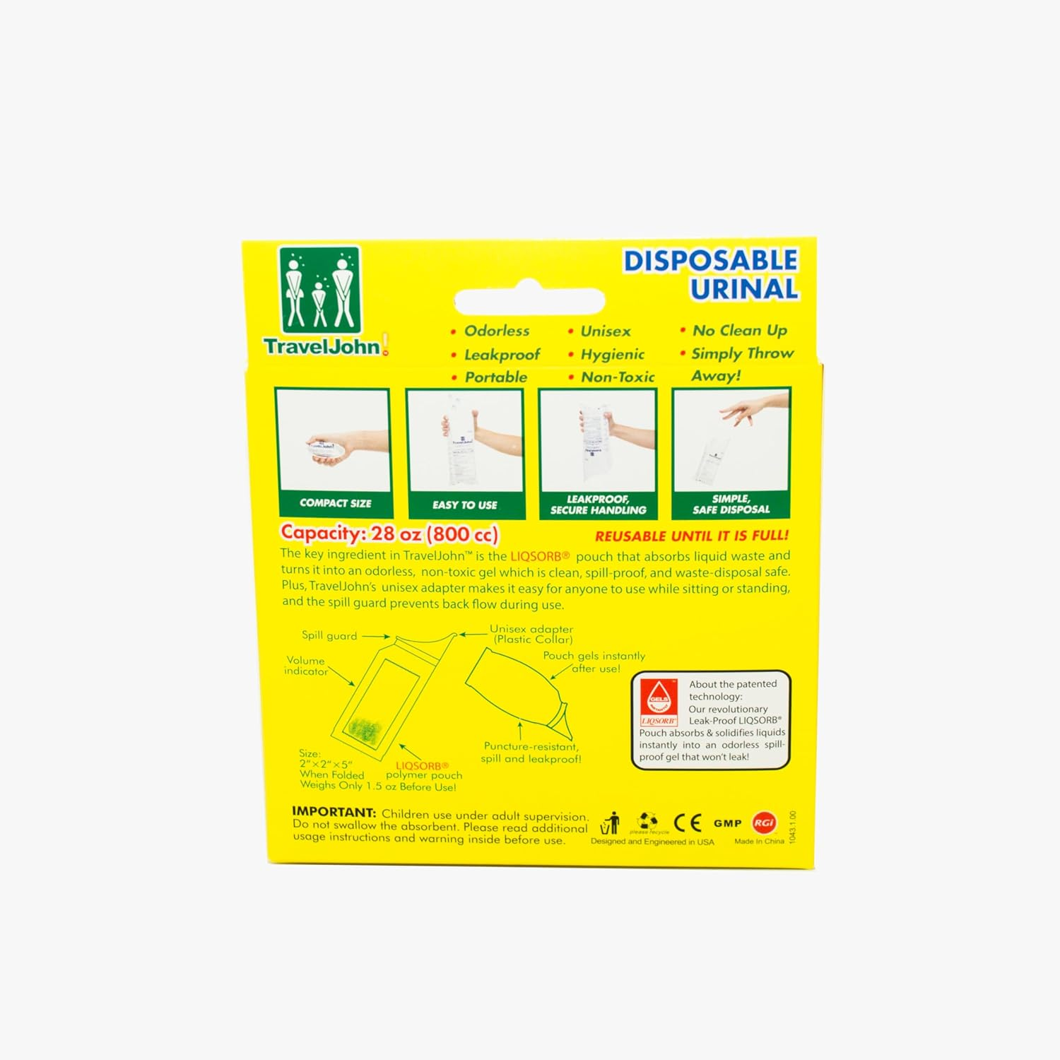 Traveljohn Disposable Urinal for Men, Women & Children 3 Units (Pack of 1) image number 3