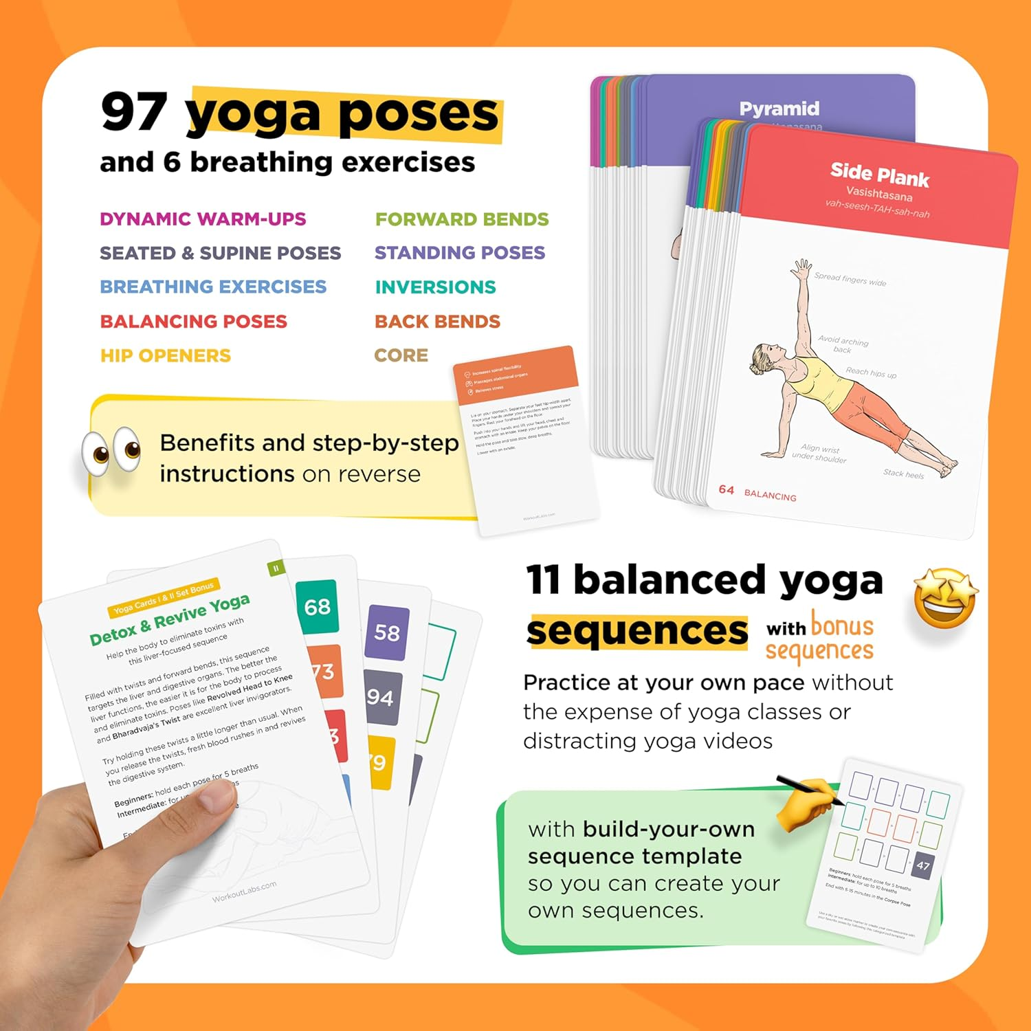 Yoga Cards I & II - Complete Set: Professional Study, Class Sequencing & Practice Guide &middot; Plastic Sanskrit Flash Cards/Deck for Women and Men