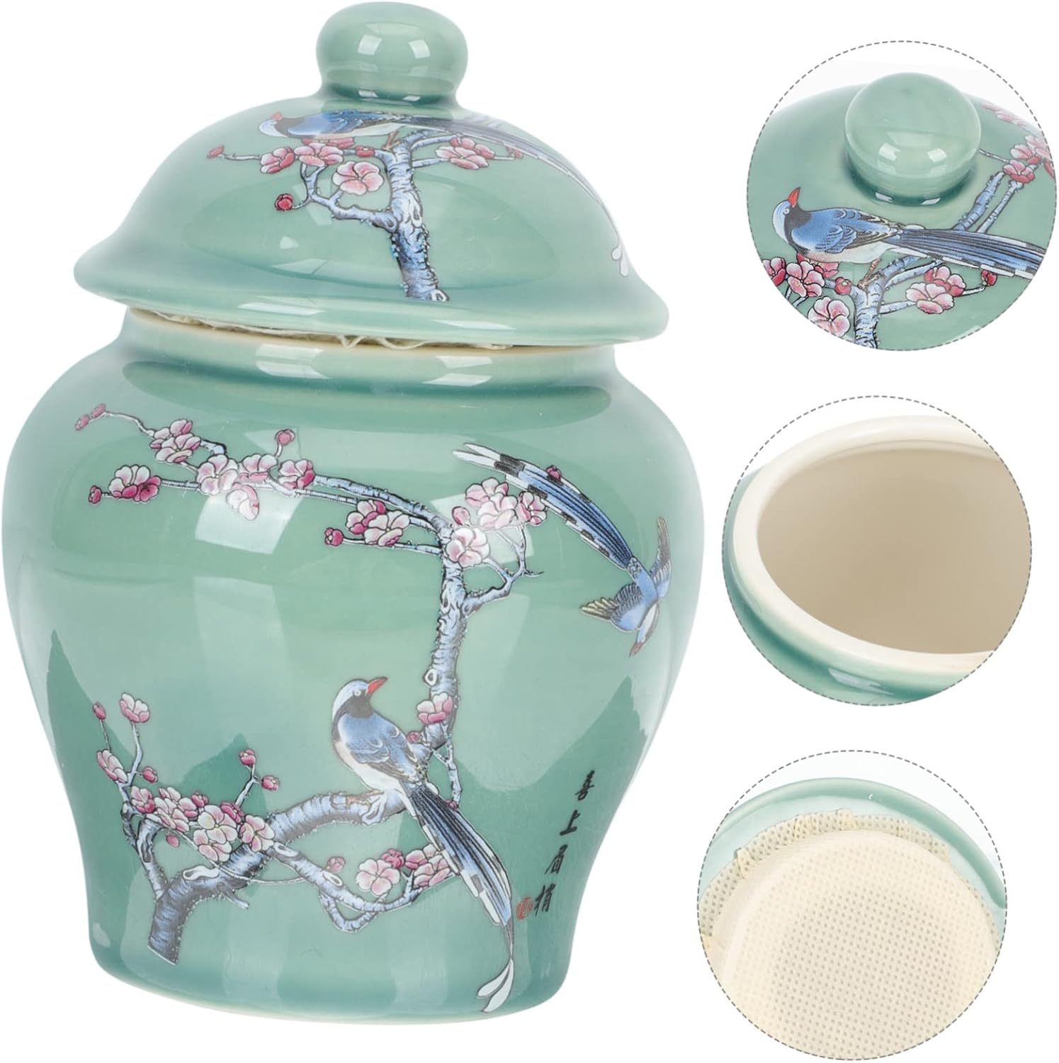 RORPOIR Ceramic Tea Canister Sealed Tea Jar Small Size Porcelain Blue and White Porcelain Storage Container Airtight Food-Grade for Home Kitchen image number 5