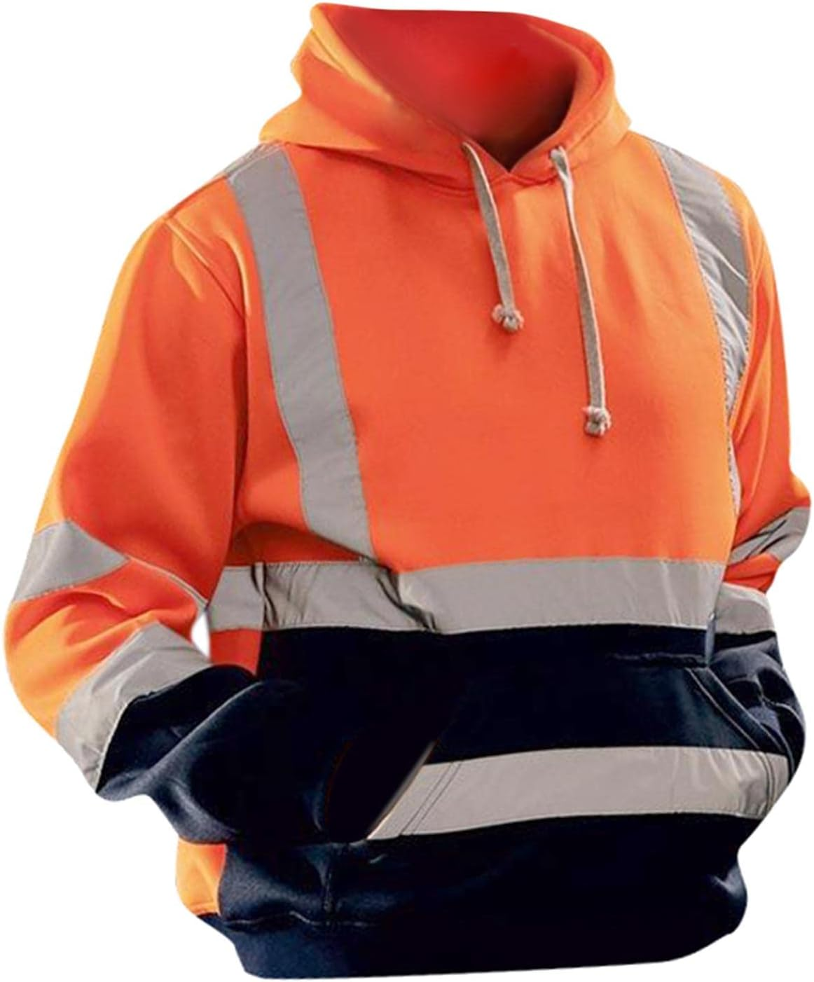 Amagogo High Visibility Safety Sweatshirt with Pocket and Reflective Strips, Hooded Pullover, S-5XL, Orange M image number 4
