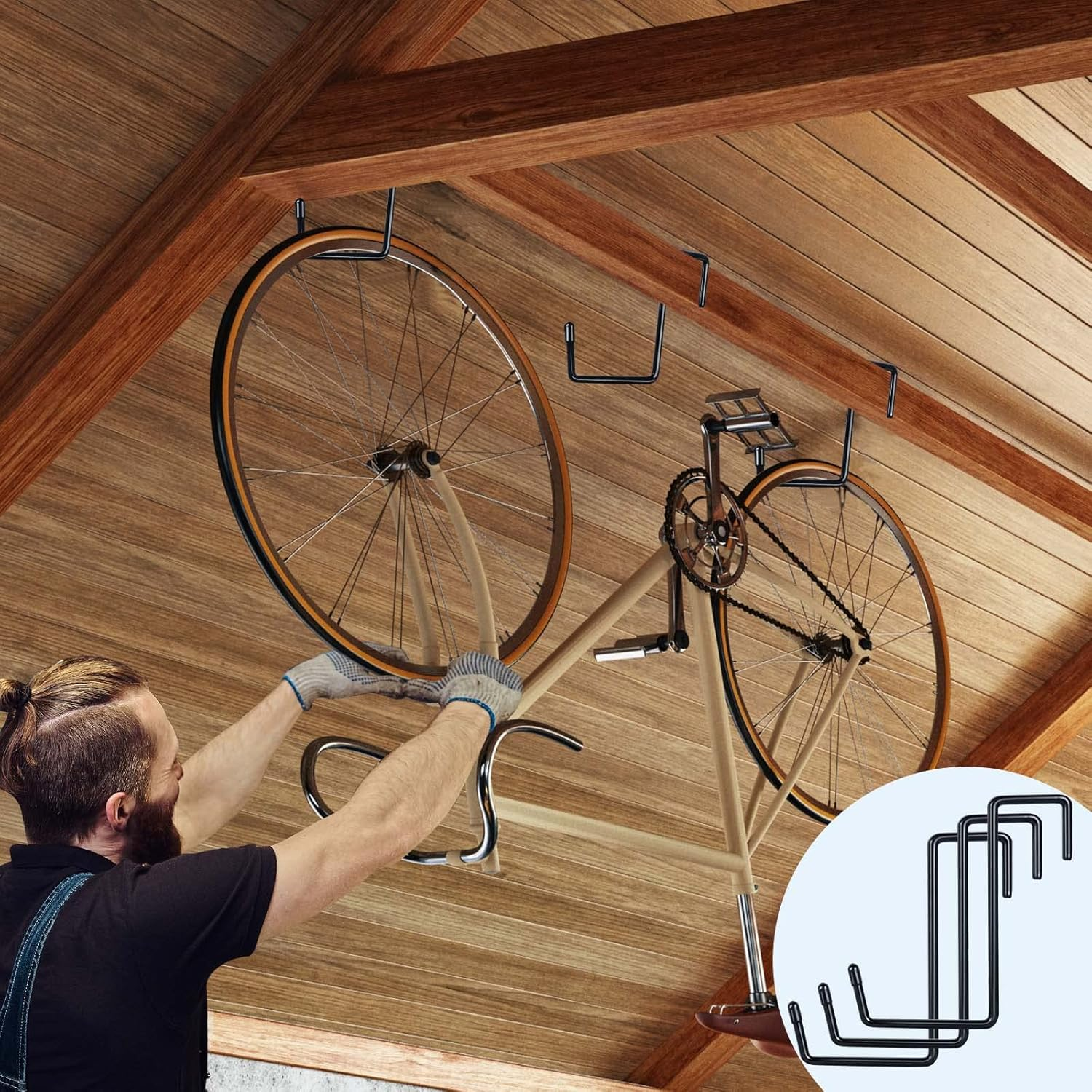 Vinyl Coated Heavy Duty Garage Storage Hanging Hooks (6 Pack) - Rafter Hanger Hooks for Bicycles, Ladders, Fence, Pool Cover, Sport Equipment & More image number 2