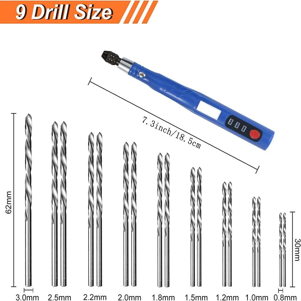 Electric Cordless USB Rechargable Hand Drill Kit for Jewelry Making,Pin Vise Set for Resin Plastic Keychain Polymer Clay