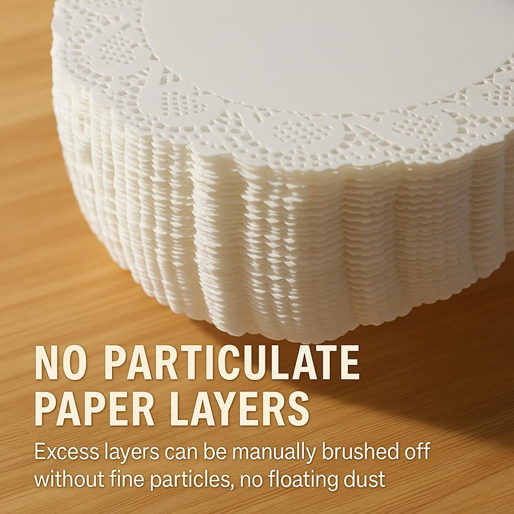 SYGELER 150 Pack White Paper Doilies,Lace Paper Placemat for Cake, Food, Dessert -Elegant， Disposable Lace Paper Doilies for Any Occasion(16.5Cm, 21.6Cm, 26.7Cm)