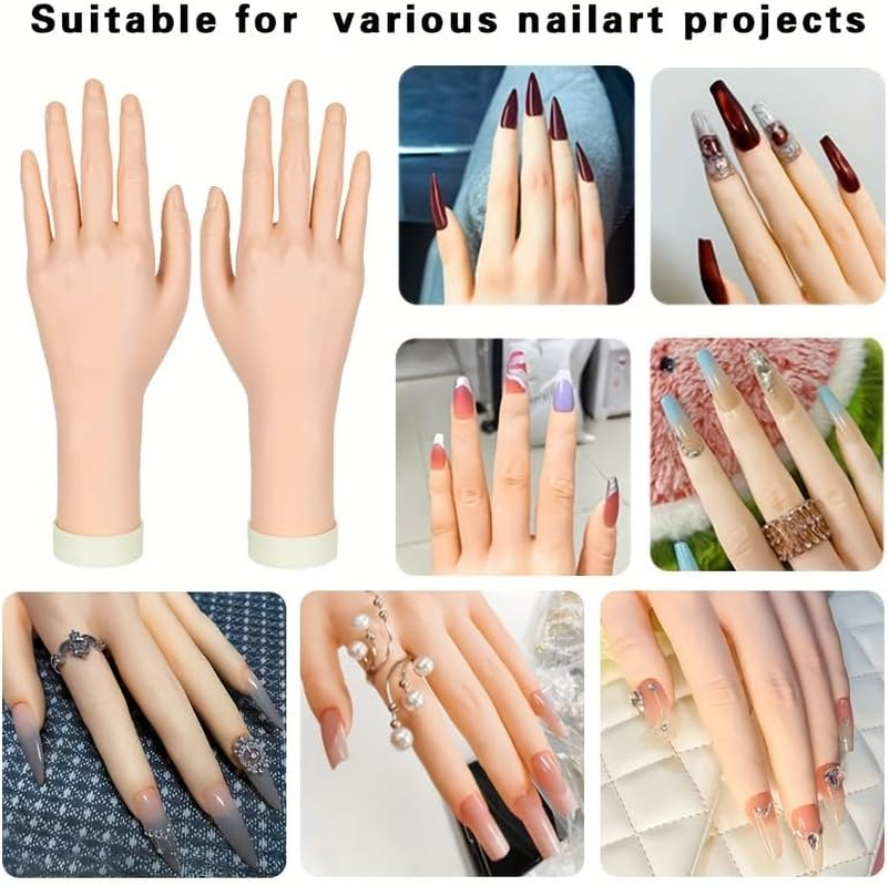 1 X Practice Nail Art Trainer Training Hand Tool Left Flexible Hand Model Flexible Display Hand Manicure Practice Prosthesis Hand for Nails - White image number 4