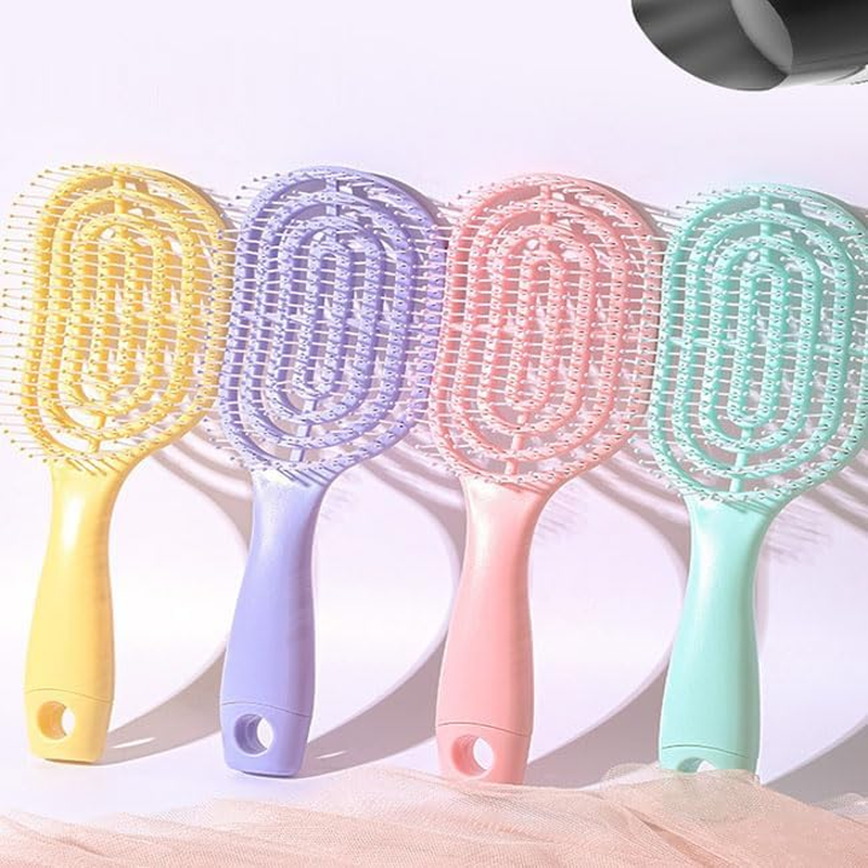 Limcryspp Anti-Tangling, Painless Smoothing, Suitable for Straight, Curly Hair and Wet ， Gentle Scalp Massage, Suitable for Both Men and Women (Yellow) - Pink image number 6