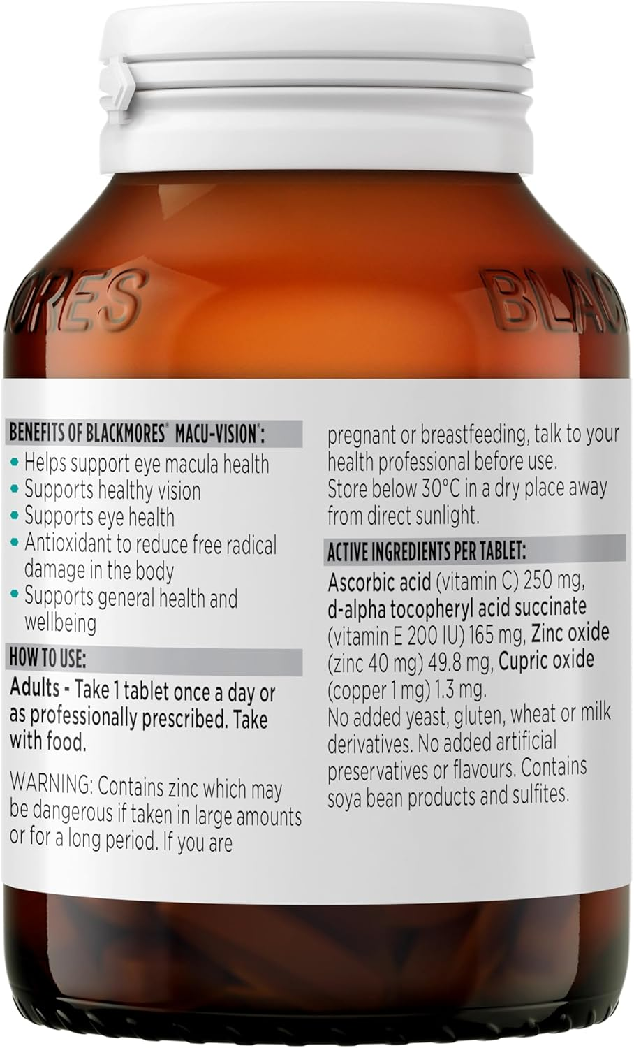 Blackmores Macu-Vision | Supports Eye Macula Health, Eye Health & Healthy Vision | 90 Tablets image number 2