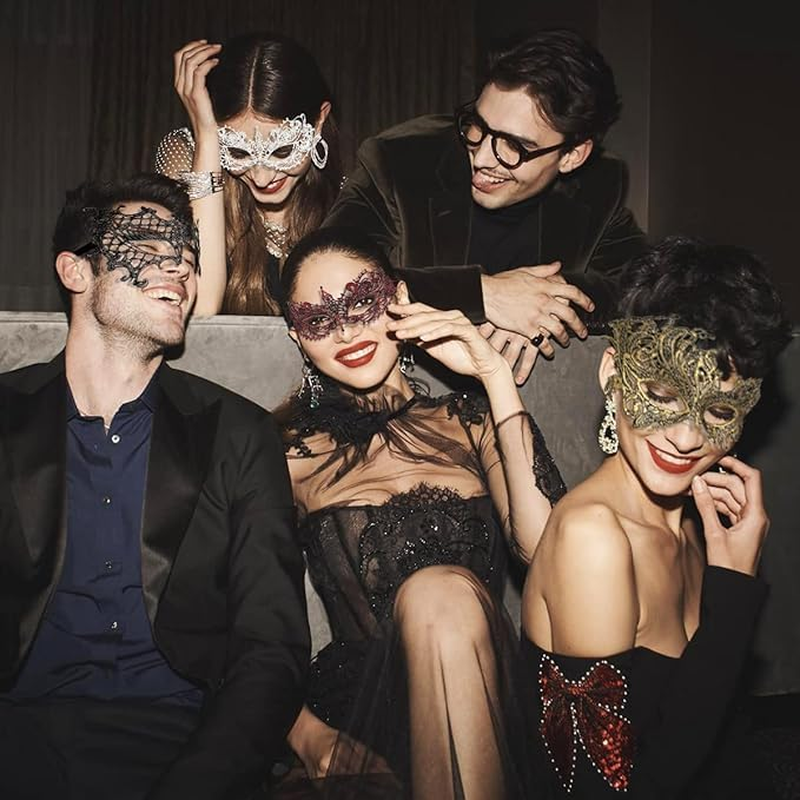 Masquerade Mask for Women Phoenix Gold Plated Lace Mask Party Half Face Halloween Mask Lace Mask