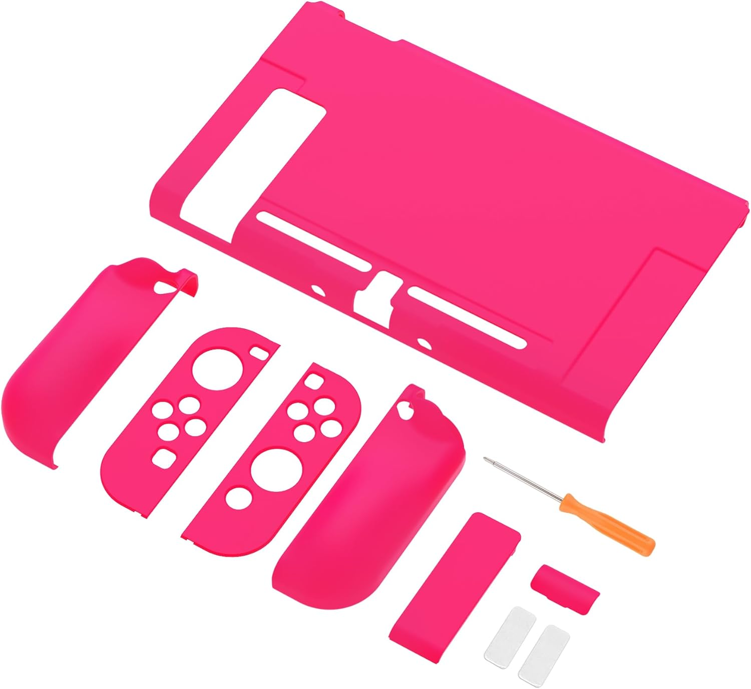 Playvital Upgraded Dockable Case Grip Cover for Nintendo Switch, Ergonomic Protective Case for Nintendo Switch, Separable Protector Hard Shell for Joycon - Bright Pink image number 6