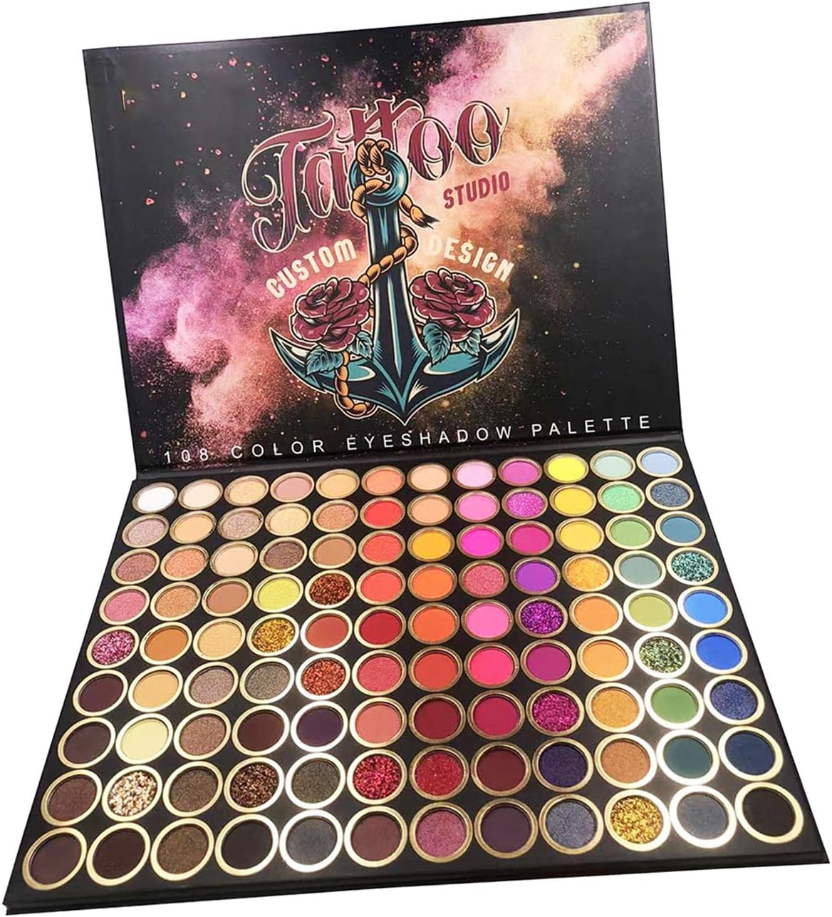 Highly Pigmented 108 Colors Eyeshadow Palette Velvet Texture Pearlescent Waterproof Sweatproof Glitter Warm Mild for Party image number 4