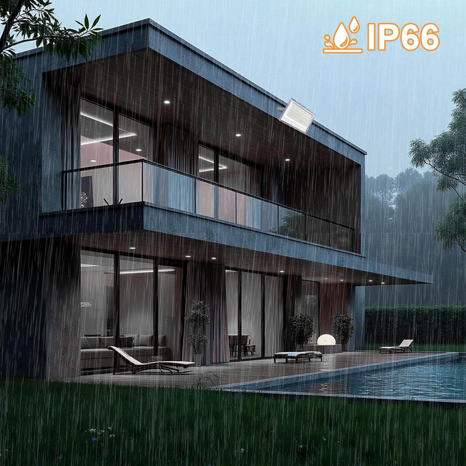 LED Outdoor Floodlight - 50W Floodlight Fixture,5000Lm Super Bright Security Lights 4000K Cool White IP66 Waterproof,Led Work Light for Yard,Garden,Garage image number 3