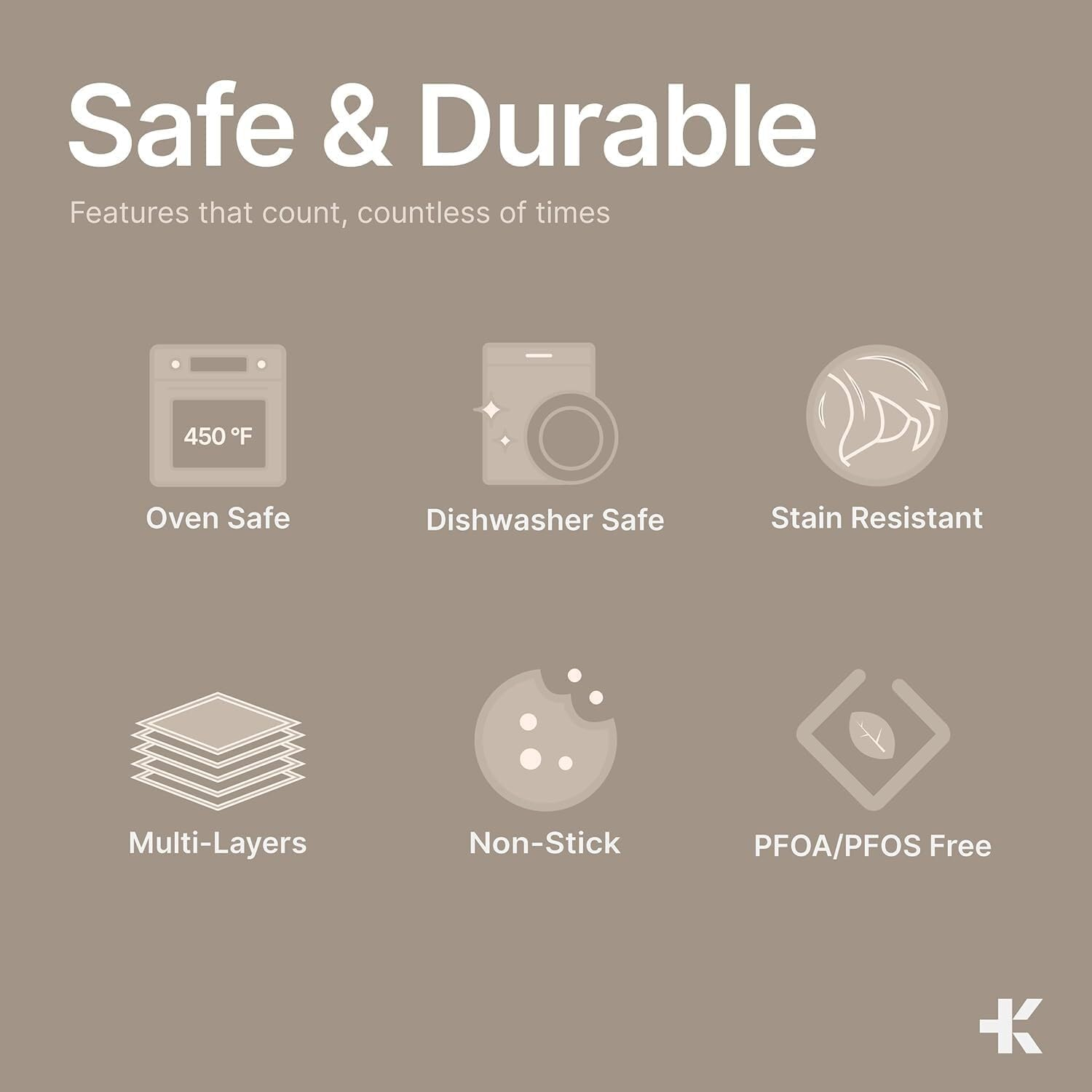 Bakken-Swiss Detachable 15-Piece Cookware Set &ndash; Granite Non-Stick &ndash; Eco-Friendly &ndash; Stackable Removable Handles &ndash; for All Stoves & Oven-Safe - Green/Cream Color image number 2