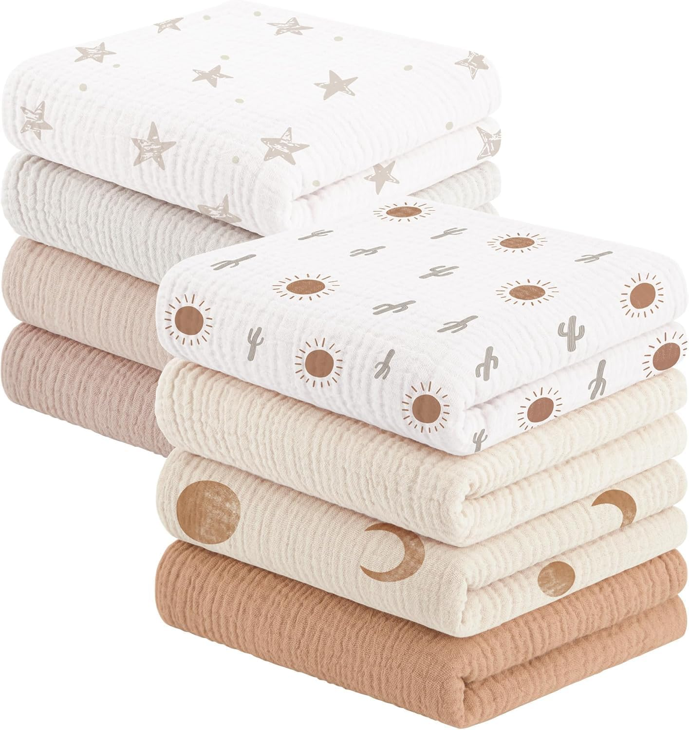 Susurration Muslin Cloths Baby Burp Cloths, Pack of 100% Cotton Burp Cloths Baby (5, (Green), 60X60)