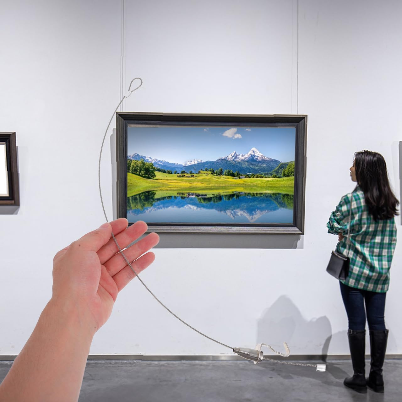 OSALADI 10 Sets Picture Rail Hook Picture Hooks Art Hanging Kit Wire Kit Wire Hanger Hooks for Hanging Pictures Picture Wire Hanging Kit Picture Rail Hanging System Steel Wire image number 2