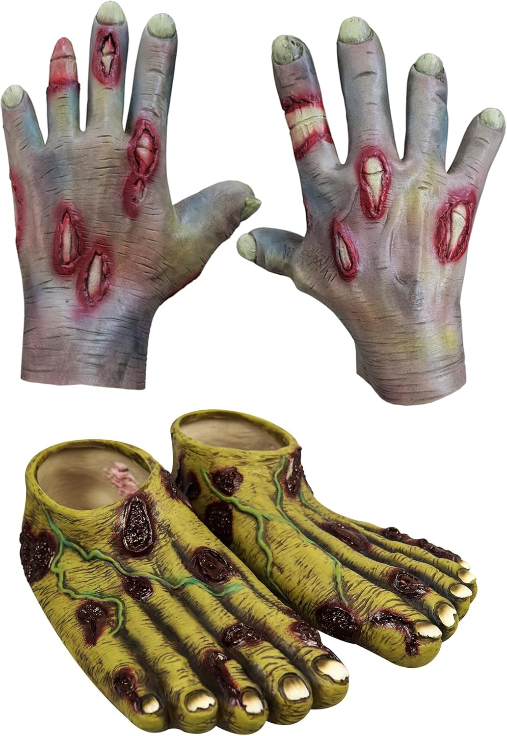 Auto-Plaza Pair of Adult Zombie Ghoulish Productions Flesh Zombie Latex Zombie for Halloween, Party and Cosplay image number 3