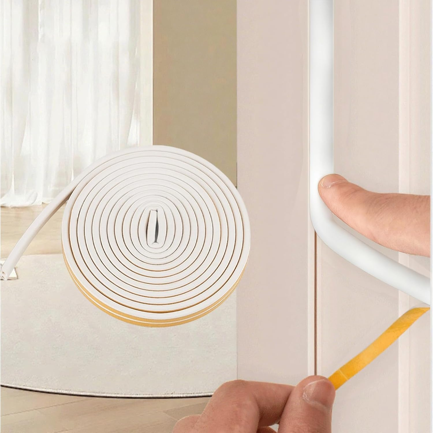 Window Seal Strip 20 Feet White Self Adhesive Draft Excluder for Doors and Windows This Versatile Door Seal Strip Provides Effective Weather Stripping and Draft Proofing image number 1